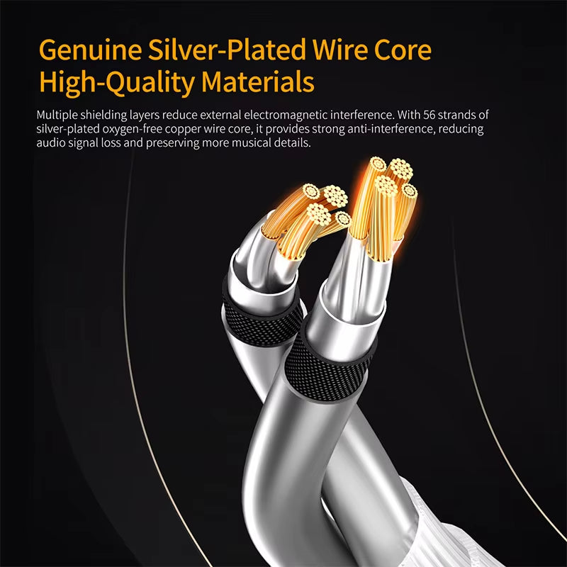 KZ Headphones Type-C Oxygen-Free Copper Silver-Plated Earphone Cable 0.75MM High-Purity Gold-Plated Pin