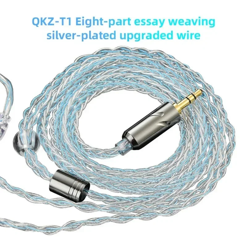 QKZ T1 8 Core TC Silver Plated Hifi Earphone Update Cable Mmcx/2Pin Connector Use for QKZ ZXN ZXT ZXD ZX2 ZAX2 ZX1 ZX3