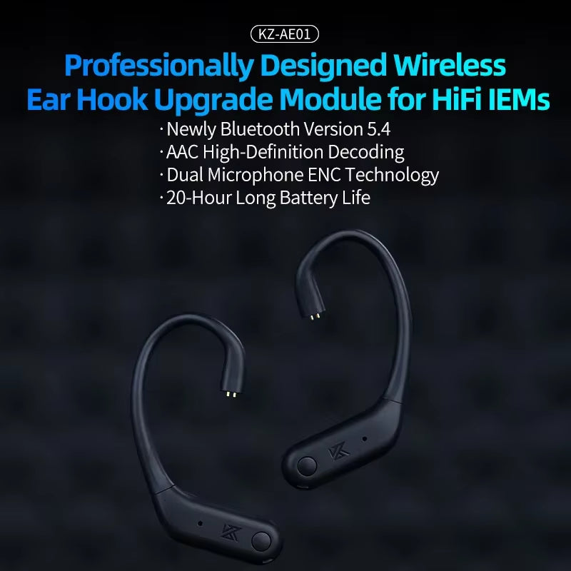 NEW KZ AE01 Bluetooth-Compatible 5.4 Wireless Upgrade Cable HIFI Wireless Ear Hook with Charging Case C PIN Connector